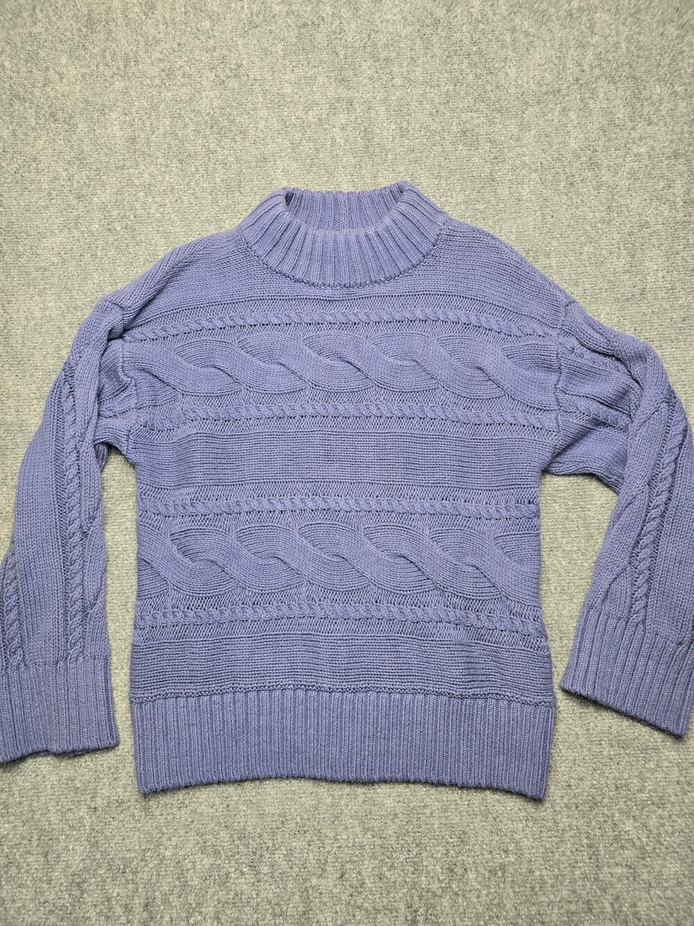 Haven Well Within Purple Cable Knit Sweater Women's Medium Crewneck Pullover